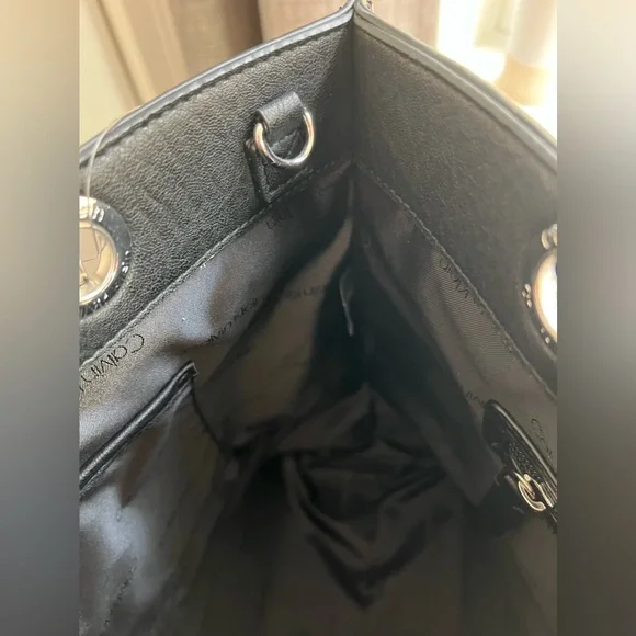 CALVIN KLEIN - purse color black leather with silver hardware. - Picture 7 of 15